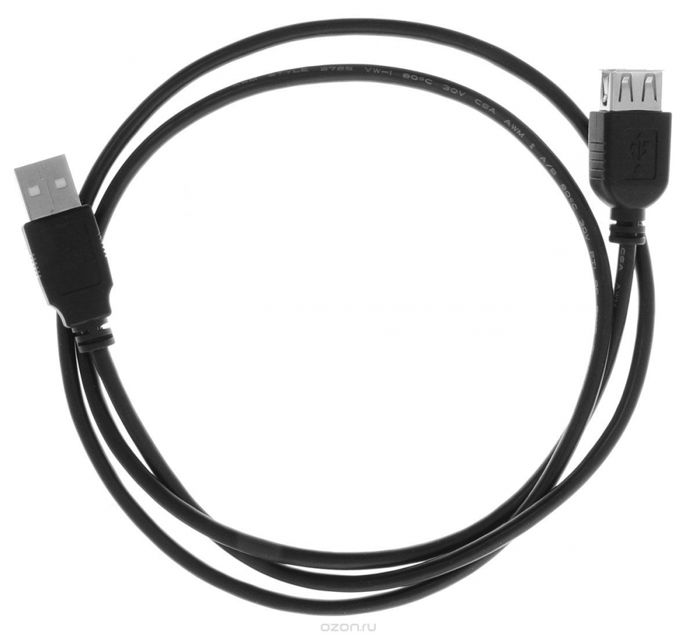 Удлиннитель USB 1м черный